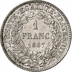 Large Reverse for 1 Franc 1887 coin