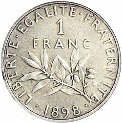 Large Reverse for 1 Franc 1898 coin