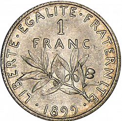 Large Reverse for 1 Franc 1899 coin
