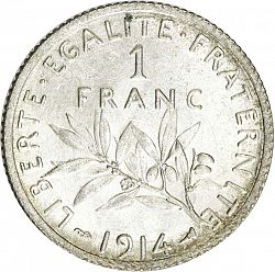 Large Reverse for 1 Franc 1914 coin
