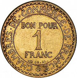 Large Reverse for 1 Franc 1927 coin
