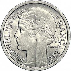 Large Obverse for 1 Franc 1958 coin