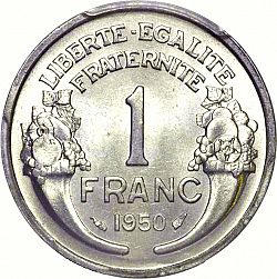 Large Reverse for 1 Franc 1950 coin
