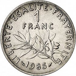 Large Reverse for 1 Franc 1985 coin
