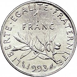 Large Reverse for 1 Franc 1993 coin