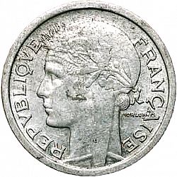 Large Obverse for 1 Franc 1944 coin