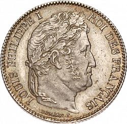 Large Obverse for 1 Franc 1844 coin