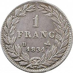 Large Reverse for 1 Franc 1831 coin