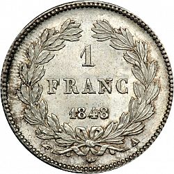 Large Reverse for 1 Franc 1848 coin