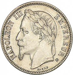 Large Obverse for 1 Franc 1866 coin