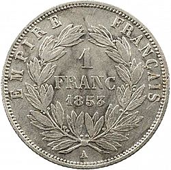 Large Reverse for 1 Franc 1853 coin