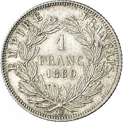 Large Reverse for 1 Franc 1860 coin