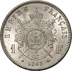Large Reverse for 1 Franc 1868 coin