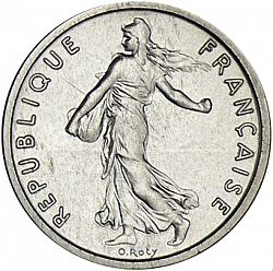 Large Obverse for ½ Franc 1965 coin