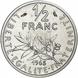 Large Reverse for ½ Franc 1965 coin