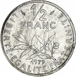 Large Reverse for ½ Franc 1979 coin
