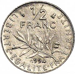 Large Reverse for ½ Franc 1994 coin