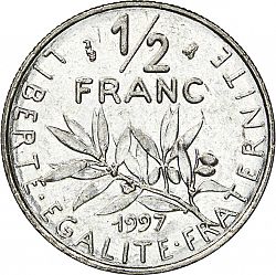Large Reverse for ½ Franc 1997 coin