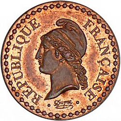 Large Obverse for 1 Centime 1848 coin