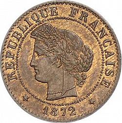 Large Obverse for 1 Centime 1872 coin