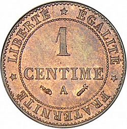 Large Reverse for 1 Centime 1887 coin
