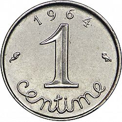 Large Reverse for 1 Centime 1964 coin