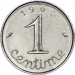 Large Reverse for 1 Centime 1965 coin