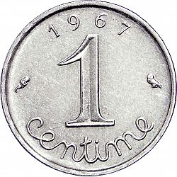Large Reverse for 1 Centime 1967 coin