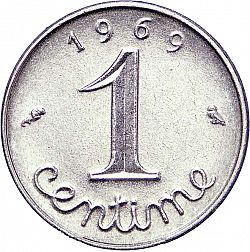 Large Reverse for 1 Centime 1969 coin