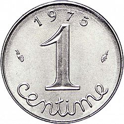 Large Reverse for 1 Centime 1975 coin