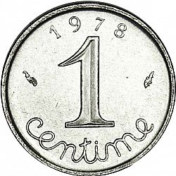 Large Reverse for 1 Centime 1978 coin