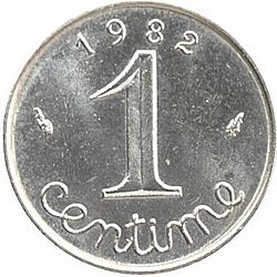 Large Reverse for 1 Centime 1982 coin