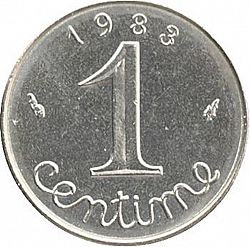 Large Reverse for 1 Centime 1983 coin