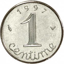 Large Reverse for 1 Centime 1997 coin
