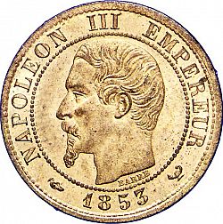 Large Obverse for 1 Centime 1853 coin