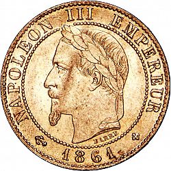 Large Obverse for 1 Centime 1861 coin