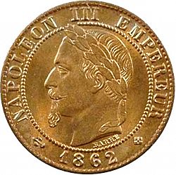 Large Obverse for 1 Centime 1862 coin