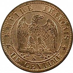 Large Reverse for 1 Centime 1855 coin