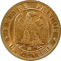 Large Reverse for 1 Centime 1862 coin