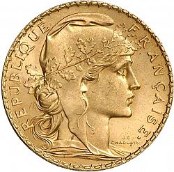Large Obverse for 20 Francs 1907 coin