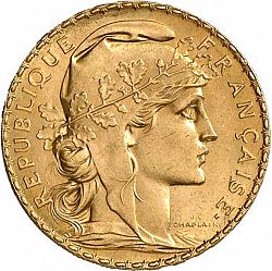 Large Obverse for 20 Francs 1908 coin