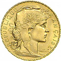 Large Obverse for 20 Francs 1909 coin