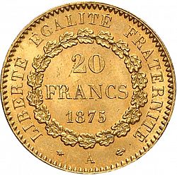 Large Reverse for 20 Francs 1875 coin