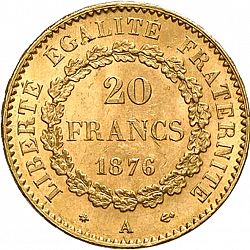 Large Reverse for 20 Francs 1876 coin