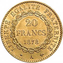 Large Reverse for 20 Francs 1878 coin