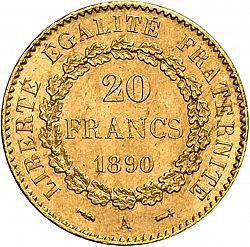Large Reverse for 20 Francs 1890 coin