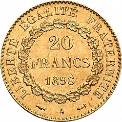 Large Reverse for 20 Francs 1896 coin