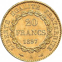 Large Reverse for 20 Francs 1897 coin