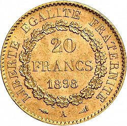 Large Reverse for 20 Francs 1898 coin