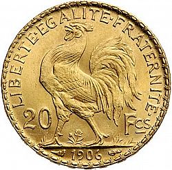 Large Reverse for 20 Francs 1906 coin